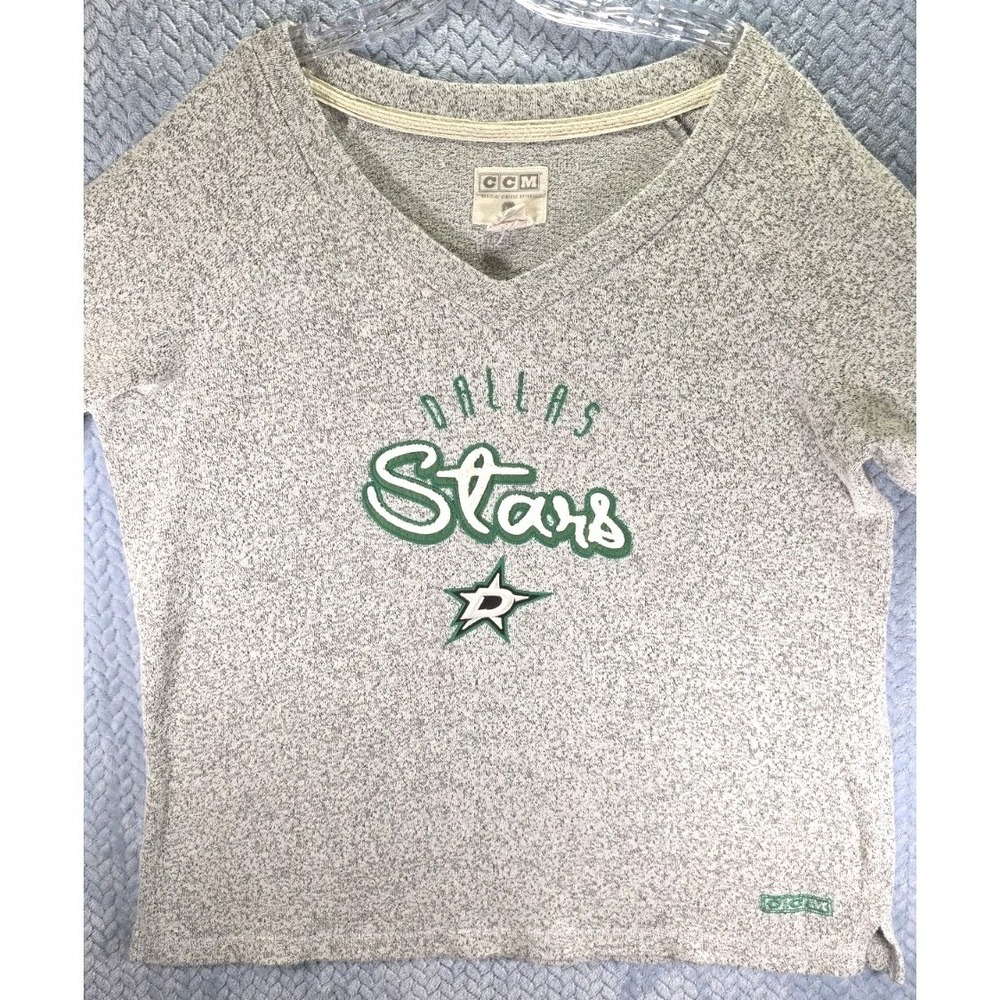 NHL CCM Comfy Crew Retro Dallas Stars‎ Hockey V-Neck Sweater  Women's Size 2XL